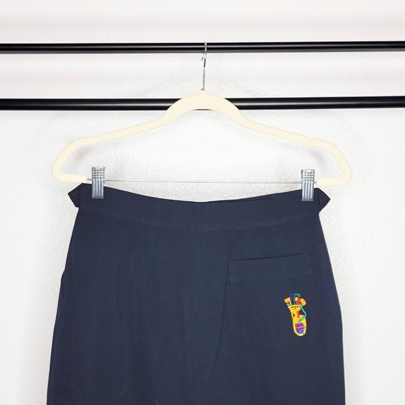 Jean Charles de Castelbajac Rare VTG Black Golf Theme Pleat Front Skirt Size 13 - Picture 8 of 10